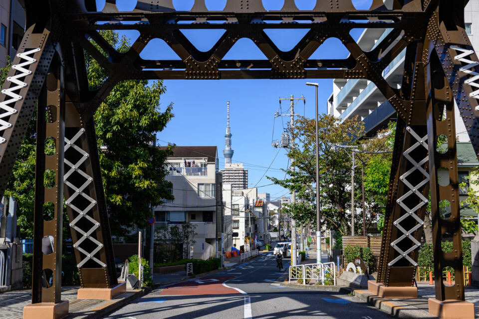 橋のトラスと東京スカイツリー