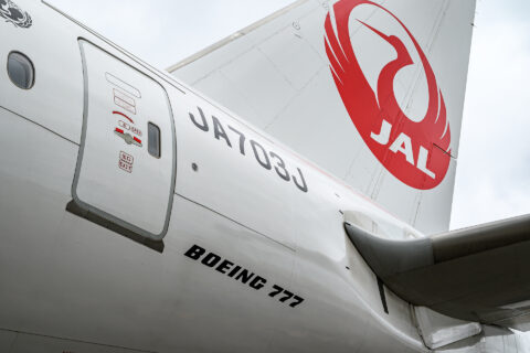 JA703J垂直尾翼付近