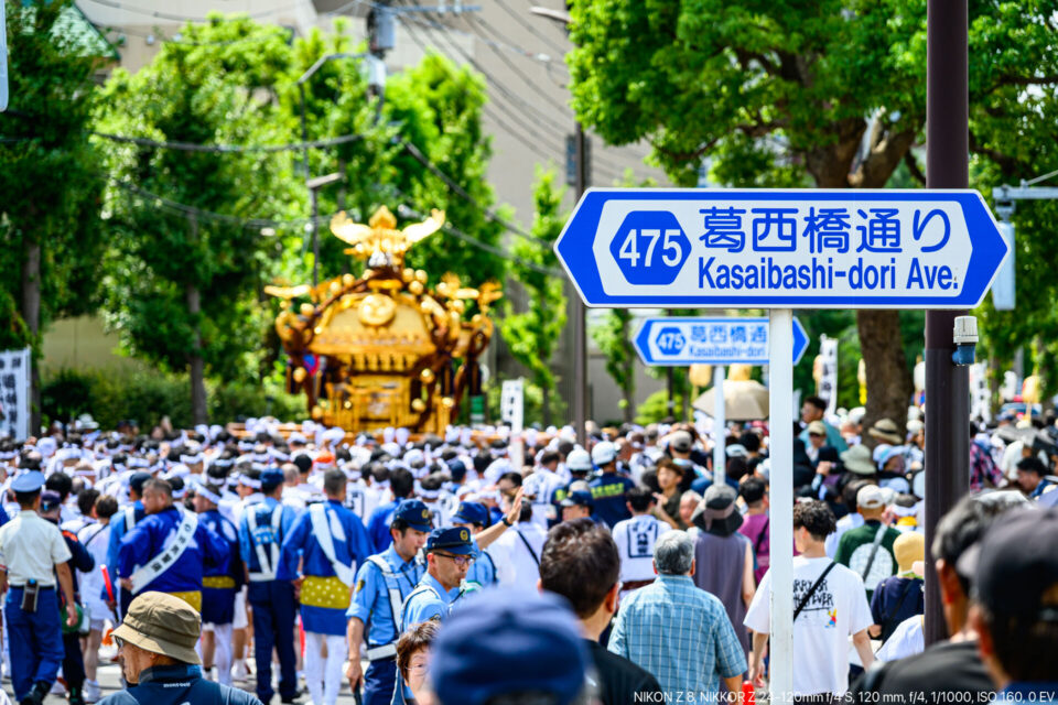 葛西橋通りを横断した二の宮神輿
